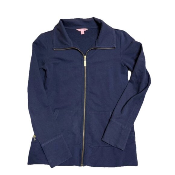 Jackets & Blazers - Lilly Pulitzer Womens XS Navy Blue Full Zip Sweatshirt Comfort Basic Lounge